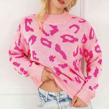 Load image into Gallery viewer, Leopard Round Neck Drop Shoulder Sweater