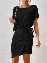 Load image into Gallery viewer, Ribbed Boat Neck Short Sleeve Dress