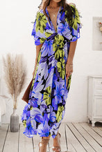 Load image into Gallery viewer, Plunge Split Printed Short Sleeve Dress