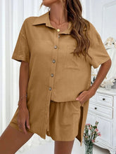 Load image into Gallery viewer, Button Up Shirt and Drawstring Shorts Set