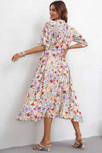Load image into Gallery viewer, Floral Notched Neck Half Sleeve Dress