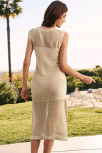 Load image into Gallery viewer, Slit Round Neck Sleeveless Sweater Dress