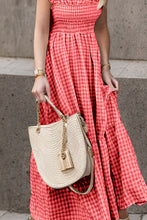 Load image into Gallery viewer, Full Size Smocked Ruffled Plaid Ruffle Hem Dress