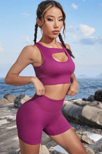 Load image into Gallery viewer, Cutout Crop Top and Sports Shorts Set