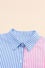 Load image into Gallery viewer, Striped Two-Tone Long Sleeve Shirt with Pocket