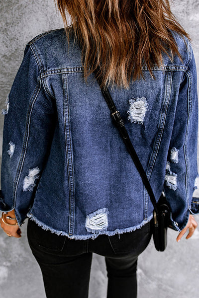 LILY ROSE Distressed Denim Jacket