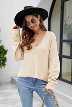 Load image into Gallery viewer, V-Neck Drop Shoulder Long Sleeve Knit Top