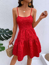 Load image into Gallery viewer, Textured Spaghetti Strap Cutout Dress
