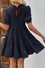 Load image into Gallery viewer, Puff Sleeve Tie Back Tiered Dress