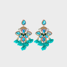 Load image into Gallery viewer, Flower Shape Rhinestone Alloy Dangle Earrings