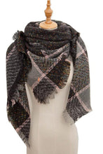 Load image into Gallery viewer, Plaid Raw Hem Polyester Scarf