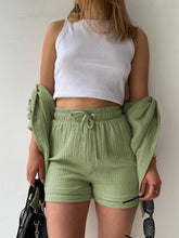 Load image into Gallery viewer, Texture Button Up Shirt and Drawstring Shorts Set