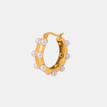 Load image into Gallery viewer, Synthetic Pearl 18K Gold-Plated Earrings