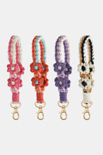 Load image into Gallery viewer, Flower Shape Wristlet Zinc Alloy Closure Macrame Key Chain