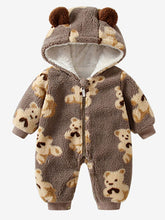 Load image into Gallery viewer, Baby Bear Zip Up Long Sleeve Hooded Jumpsuit