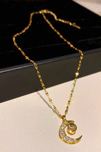 Load image into Gallery viewer, Inlaid Cubic Zirconia Moon Pendant Necklace
