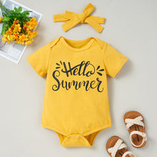 Load image into Gallery viewer, Baby Girl HELLO SUMMER Bodysuit and Sunflower Print Pants Set