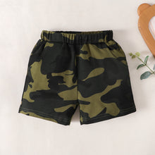 Load image into Gallery viewer, Boys MAMA'S BOY Graphic T-Shirt and Camouflage Shorts Set
