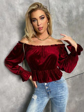 Load image into Gallery viewer, Off-Shoulder Flounce Sleeve Blouse