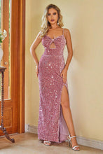 Load image into Gallery viewer, Party Sequin Slit Spaghetti Strap Dress