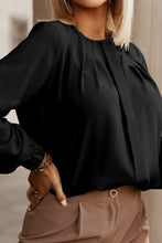 Load image into Gallery viewer, Button Up Round Neck Long Sleeve Shirt