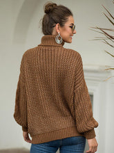 Load image into Gallery viewer, Turtleneck Cable-Knit Dropped Shoulder Sweater