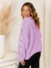 Load image into Gallery viewer, Flower Dropped Shoulder Open Front Cardigan
