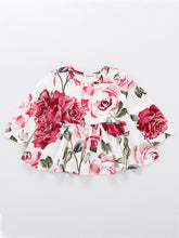 Load image into Gallery viewer, Baby Girl Printed Round Neck Long Sleeve Blouse and Distressed Jeans Set