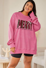 Load image into Gallery viewer, Plus Size MERRY CHRISTMAS Round Neck Slit Sweatshirt