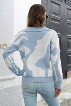 Load image into Gallery viewer, Two-Tone Johnny Collar Dropped Shoulder Pullover Sweater