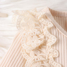 Load image into Gallery viewer, Baby Girl Lace Detail Round Neck Bodysuit and Bow Pants Set