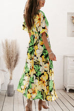 Load image into Gallery viewer, Plunge Split Printed Short Sleeve Dress