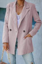 Load image into Gallery viewer, Double-Breasted Padded Shoulder Blazer with Pockets