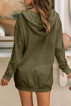 Load image into Gallery viewer, Drawstring Half Zip Hooded Dress