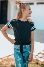 Load image into Gallery viewer, Girls Striped Tie Front T-Shirt