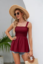 Load image into Gallery viewer, Smocked Square Neck Babydoll Tank