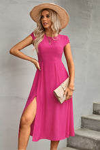 Load image into Gallery viewer, Tie Back Cutout Round Neck Split Dress