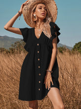 Load image into Gallery viewer, Ruffled Cap Sleeve V-Neck Mini Dress