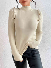 Load image into Gallery viewer, Button Detail Turtleneck Knit Top