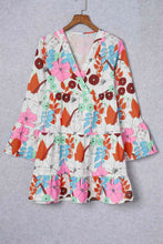 Load image into Gallery viewer, Floral Surplice Neck Tiered Dress