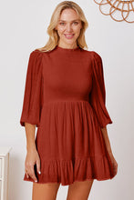 Load image into Gallery viewer, Frill Balloon Sleeve Ruffle Hem Mini Dress