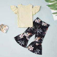 Load image into Gallery viewer, Baby Girl HELLO SUMMER Graphic Top and Floral Flare Pants Set
