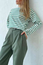 Load image into Gallery viewer, Round Neck Striped Dropped Shoulder T-Shirt