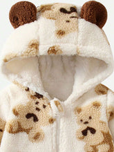 Load image into Gallery viewer, Baby Bear Zip Up Long Sleeve Hooded Jumpsuit