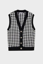 Load image into Gallery viewer, Houndstooth Button Front Sweater Vest
