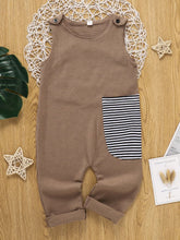 Load image into Gallery viewer, Kids Striped Contrast Waffle-Knit Sleeveless Jumpsuit