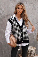 Load image into Gallery viewer, Houndstooth Button Front Sweater Vest