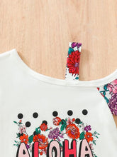 Load image into Gallery viewer, Baby Girl ALOHA Printed Bodysuit and Flare Pants Set