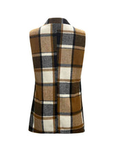 Load image into Gallery viewer, Plaid Open Front Collared Neck Vet