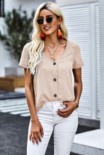 Load image into Gallery viewer, Buttoned V-Neck Short Sleeve Top